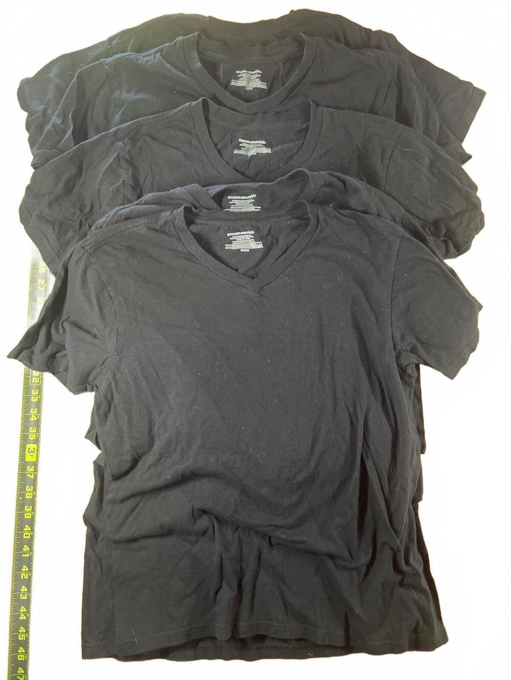 5 Amazon Essentials Men's Black V-Neck T-Shirts, extra small